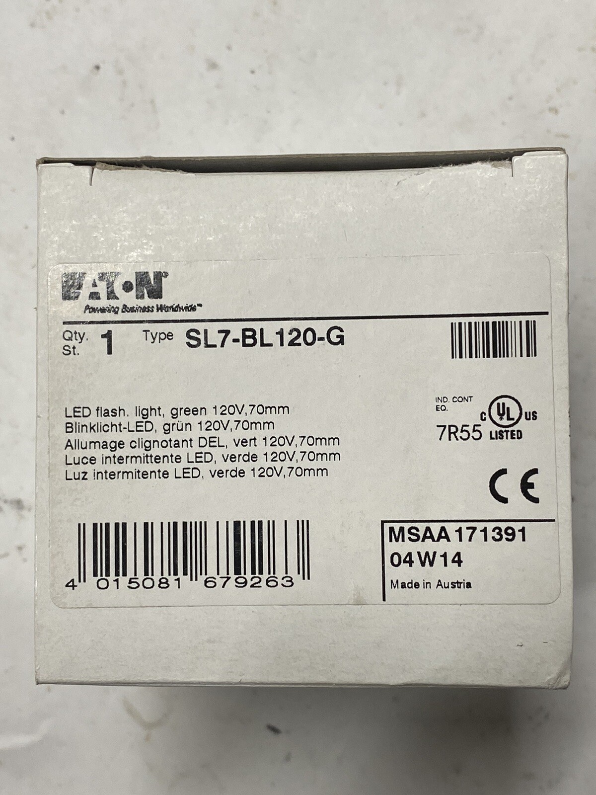 EATON SL7FL120G, LED STROBE LIGHT, GREEN, SL7 120V 70MM eNotary