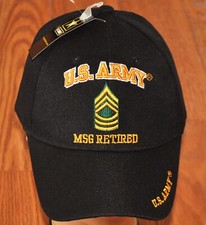 New Black US Army MSG Master Sergeant Retired Hat Ball Cap Veteran E-8 Licensed