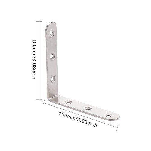 100mm Bracket Corner Brace Joint Wall Shelf Suppourt L Shape Stainless ...