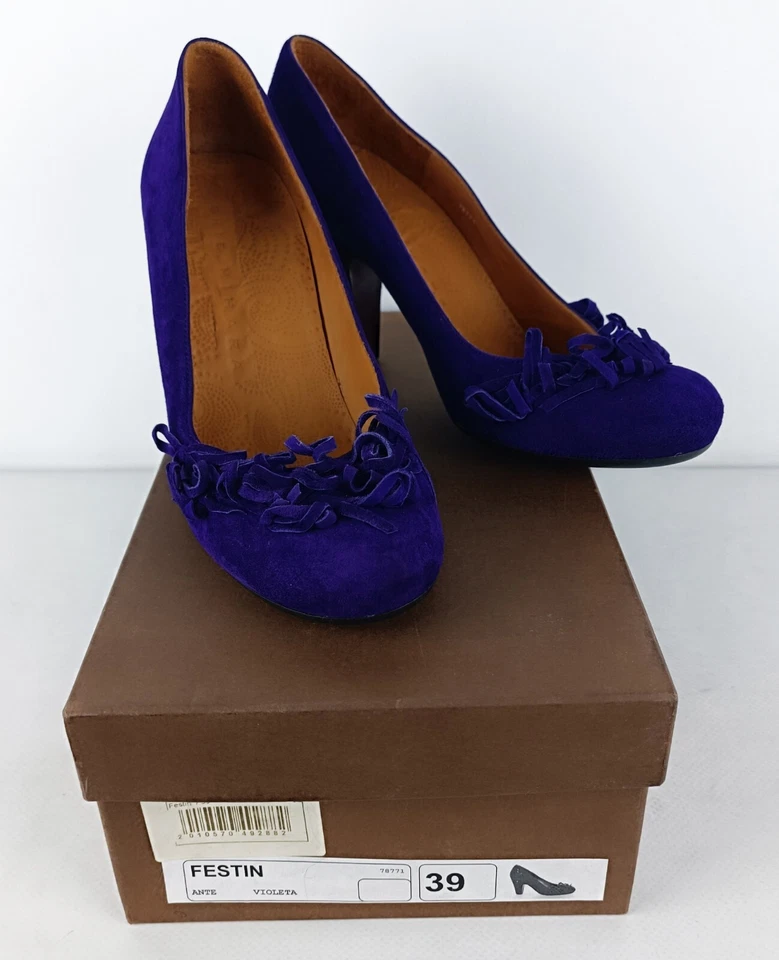 Chie Mihara Festin Womens Violet Suede Heel Shoes Size EU 39 - Image 3 of 4