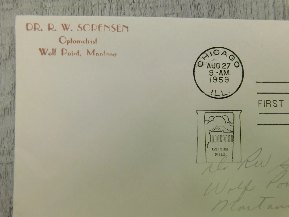 1st Issue Chicago IL 1959 Pan American Games Soldier Field Stamp Envelope Cover - Image 3 of 4