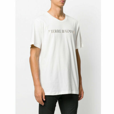 PIERRE BALMAIN MENS ICONIC LOGOSHIRT CULT OFF-WHITE LOGO SHIRT T-SHIRT TOP 46 S