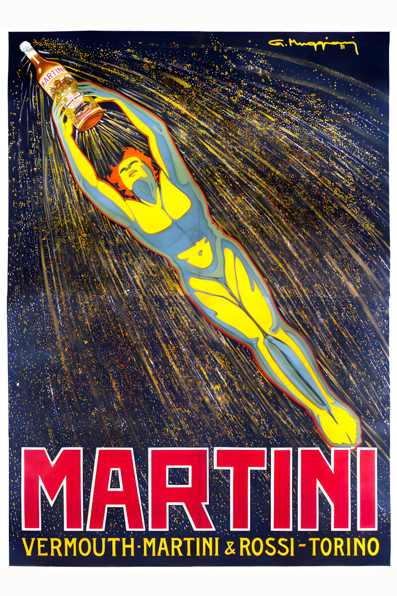 Vermouth Martini Rossi Torino Futurism Italy Woman Wine Ad Poster