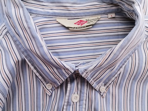 Lee Cooper T. L Azul Hombre Camisa Casual Algodón 100% Manga larga Rayas - Imagen 4 de 5