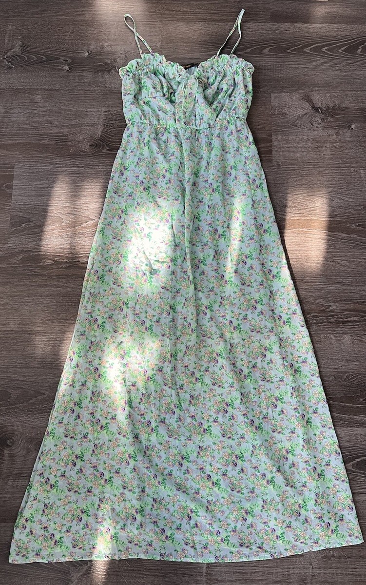 green floral cami dress Minette Ditsy Print Belted , Green, Size L unique prom dresses 2024