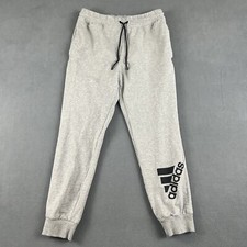 Adidas Pants Mens Medium Gray Essential 3 Stripes Fleece Joggers Athletic