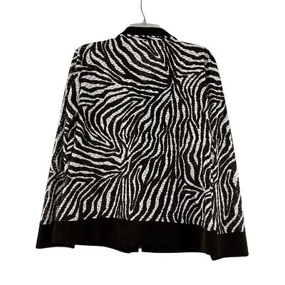 Chicos Womens Zebra Animal Print Jacket Size 1 US 8 Full Zip