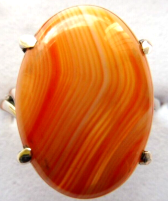 Bague En Cornaline Naturelle Et Argent Massif 925 - Neuf, Taille Réglable 52-59