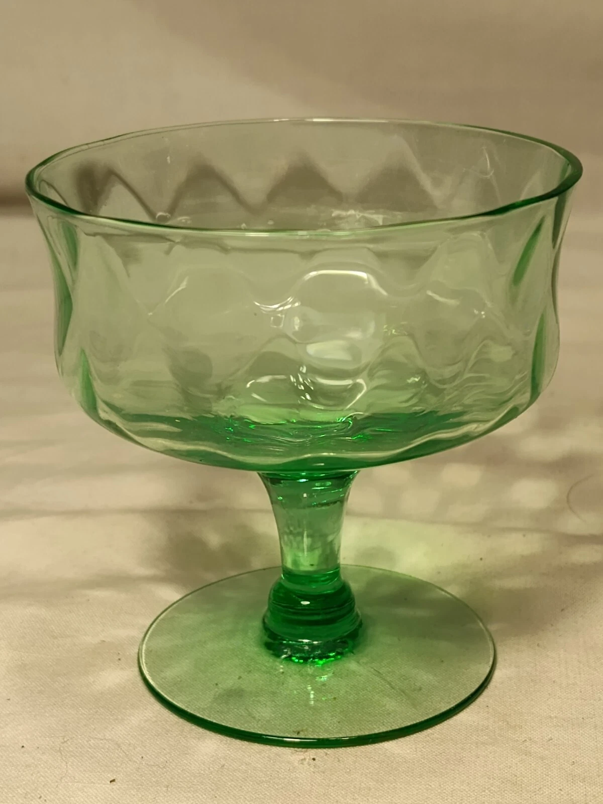 Tiffin Franciscan Optic Panel Diamond Green Cocktail Glass 1920s