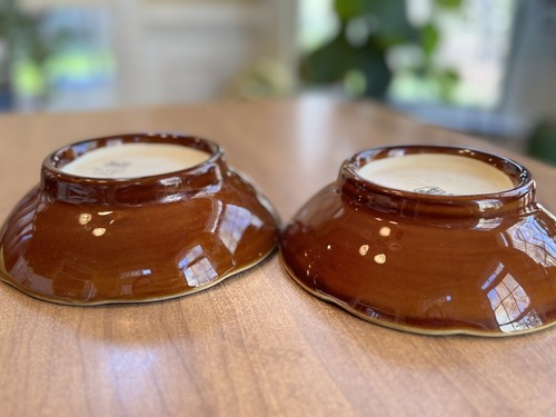 2 Vtg HALL #1113 Restaurant Ware Soup Pasta Bowl Dish Brown Glaze Scalloped 7” - Picture 7 of 24
