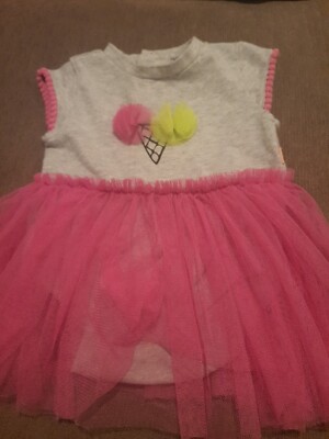 Dress Pink & Grey 3 months short sleeves Mini Heroe's Pre-owned Tutu Pink Tulle