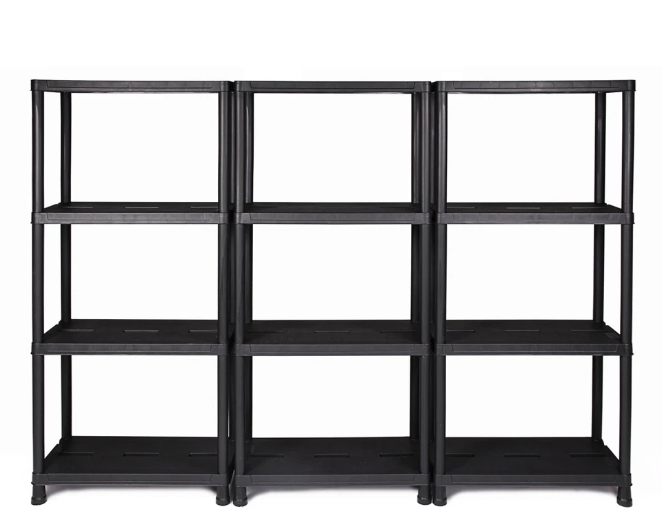 3x Haushaltsregal Steckregal Regal Kellerregal Campingregal Schwarz 12 Böden NEU