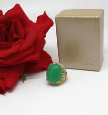 Ornate Simulated Jade Rhinestone Ring Size 6 CAT RESCUE