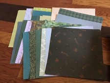 40ish Mixed Lot of 12 x 12 Scrapbook paper assorted greens, nature branded  unb