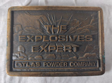 Vintage Atlas Powder Company The Explosive Experts Belt Buckle Cowboy Style