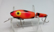 Vtg HERTER'S B AND H Minnow Jointed Orange/Blk/Red 2 1/2" Crankbait Fishing Lure