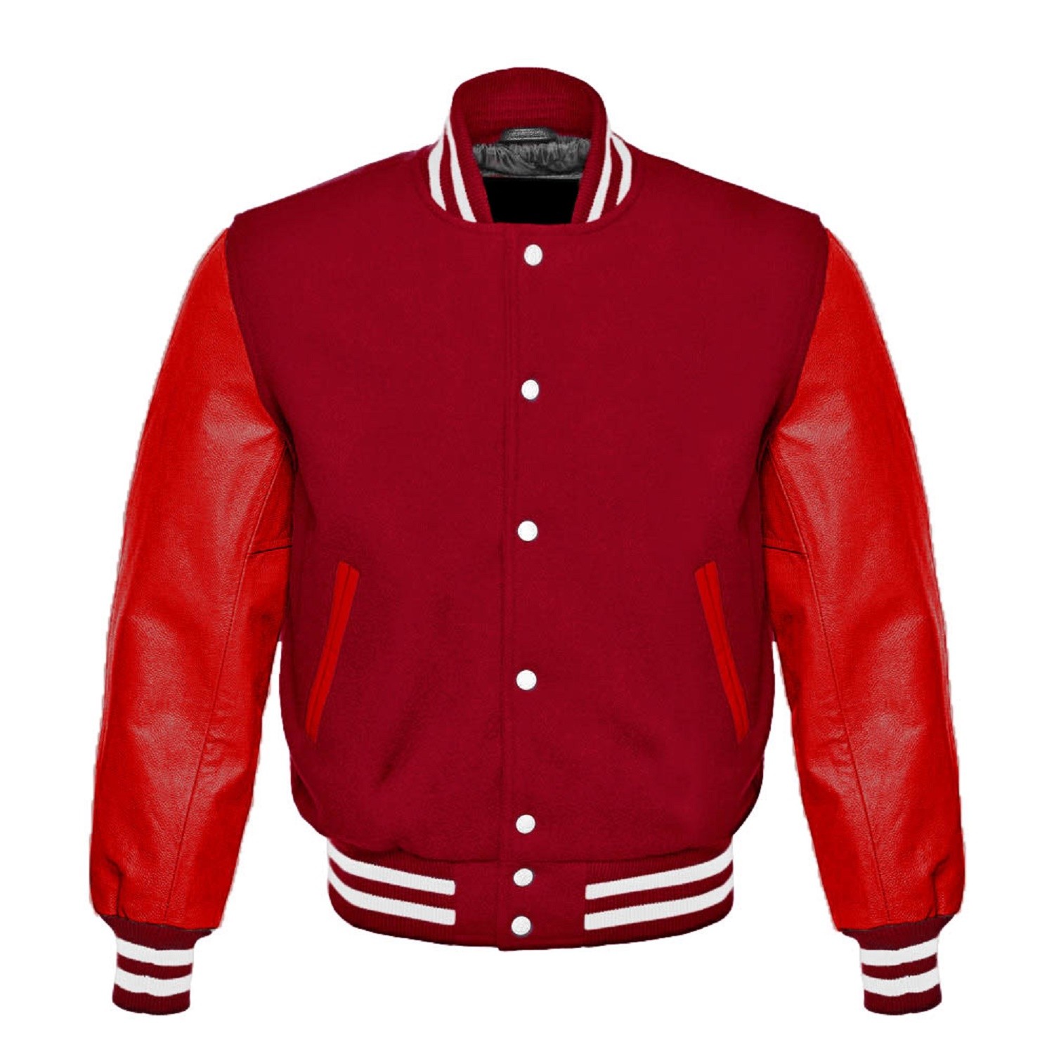 Maroon Wool Red Real Leather Arms 