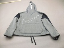 NIKE DRI-FIT Size M Girl Gray Drawstring Pocket Fleece Lined Athletic Hoodie 673