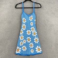 Zara Womens Daisy Print Dress Open Back Strappy Knit Sweater Size Small