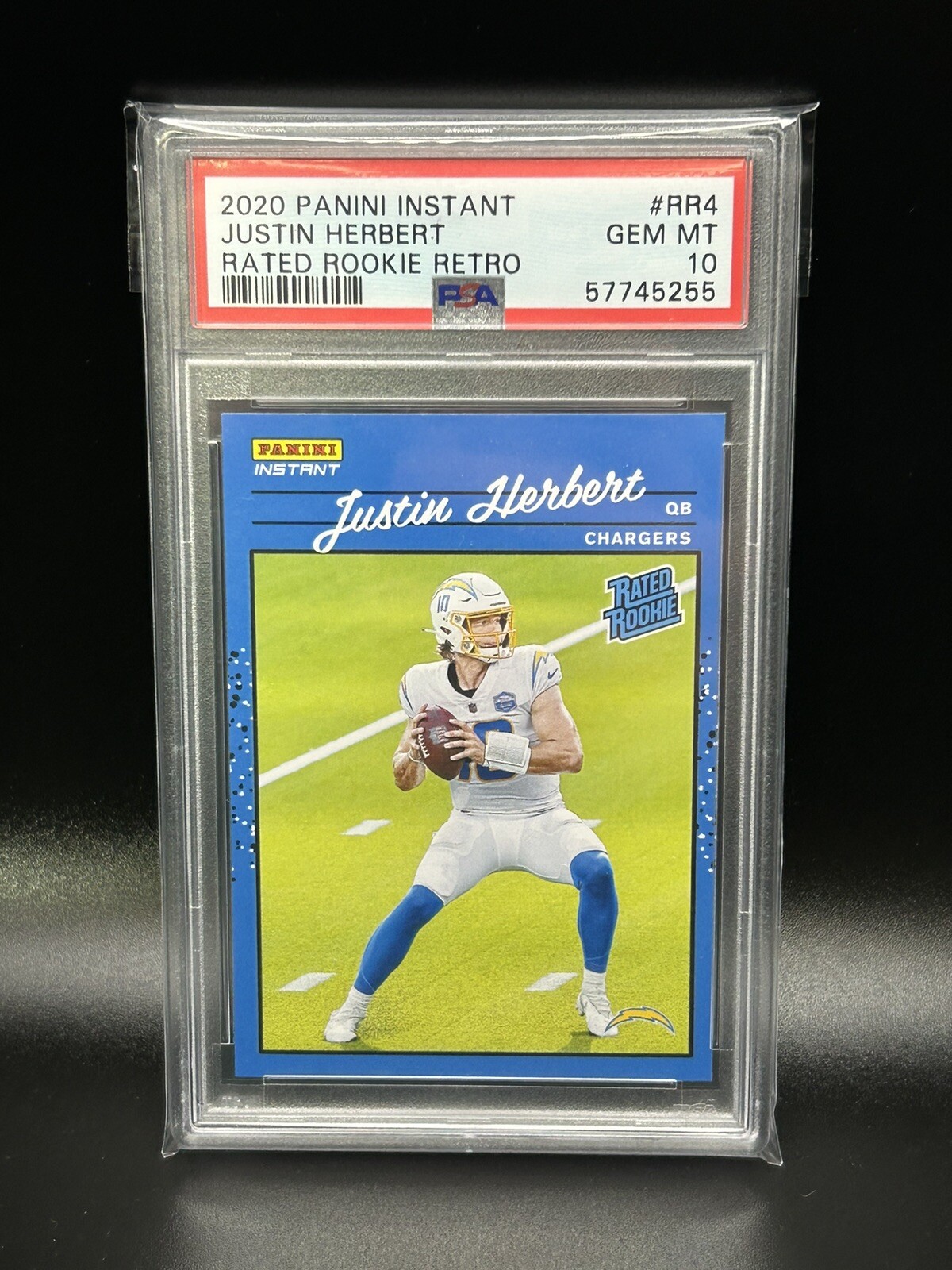 2020 Panini Instant Justin Herbert RC Rated Rookie Retro Numbered /2044 PSA 10