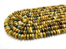 Natural Gold Blue Tiger Eye Smooth Rondelle Round Flat 8mm Gemstone Beads PG156