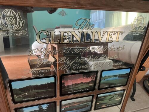 RARE The Glenlivet Scotch Whiskey Mirror 30” Golf 100 Greatest Golf Courses - Picture 3 of 7