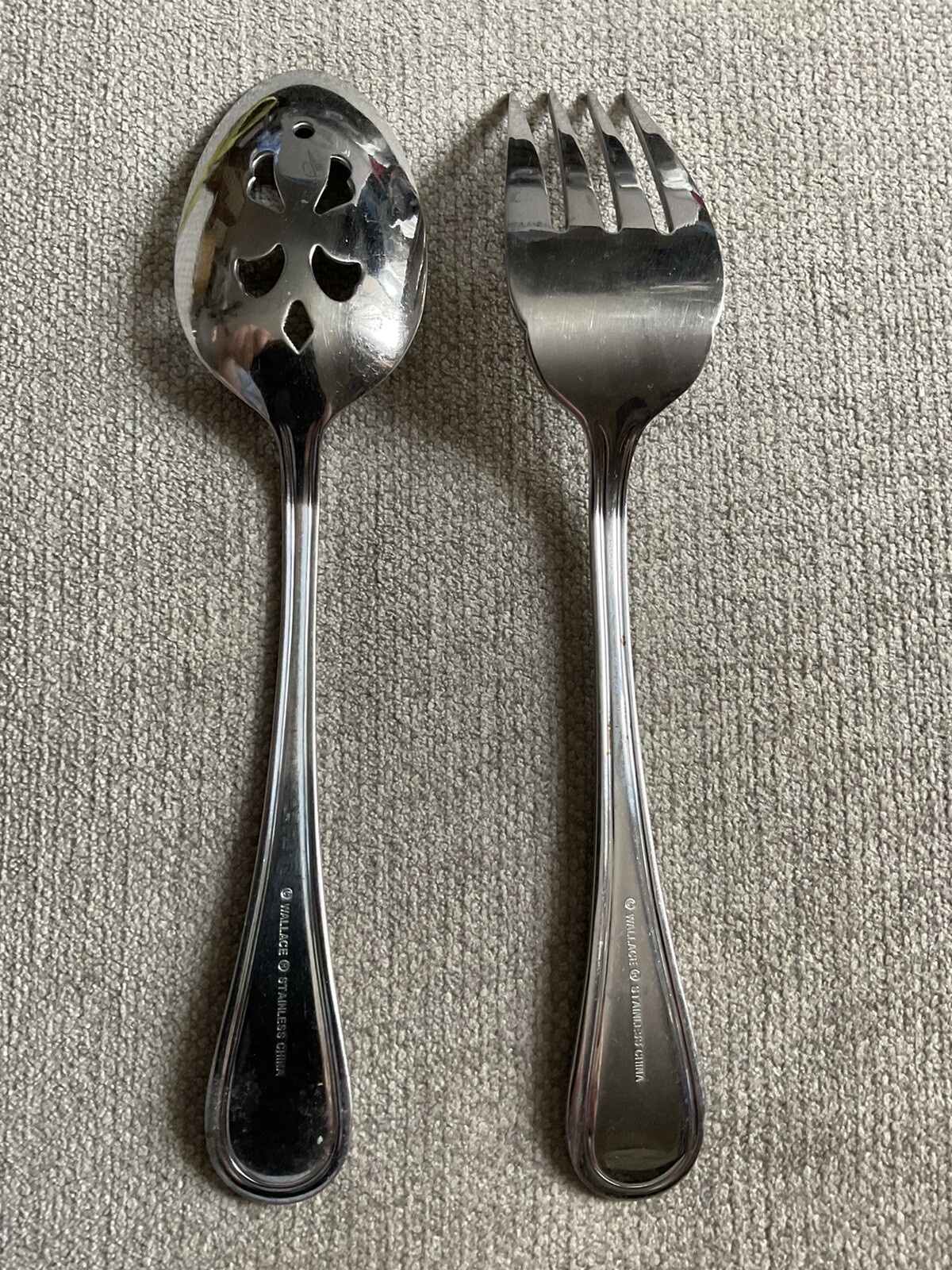 Wallace Slotted Serving Spoon & Fork Royal Thread 8.5” See Pics Replacement