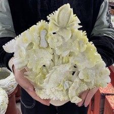 7.8lb Natural Crystal.lantian jade.Hand-carved.Exquisite flower and fish healing