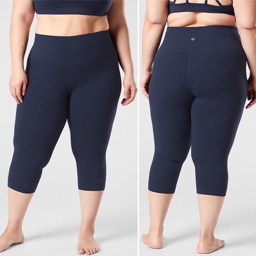 NWT Athleta Ultra High Rise Elation Capri 1X 18W Navy Blue Compression Stretch - Picture 2 of 8