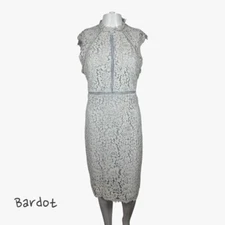 Bardot Lace Panel Pencil Midi Dress in Blue Mist Sz XL MSRP $129
