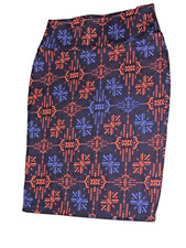 LULAROE BRAND NAVY/ORANGE/BLUE STRAIGHT KNIT KNEE LENGTH SKIRT SZ M W29/L24