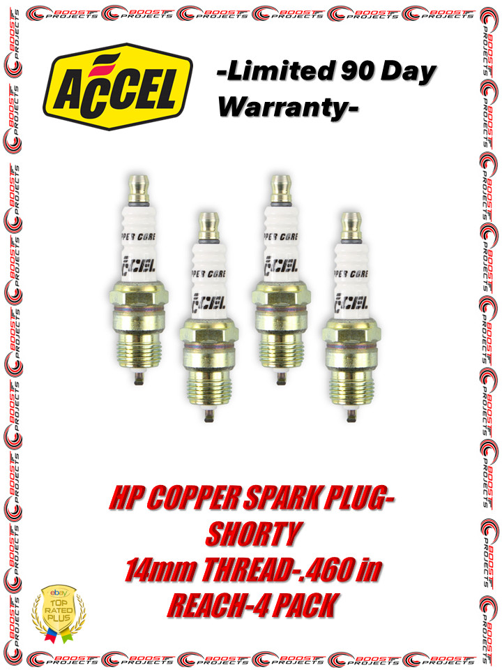 Accel HP 14mm Thread Copper Spark Plug 4 Pack For Chevrolet/Ford/GMC/Dodge
