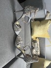 Badgley Mischka Silver Rhinestone Ankle Strap Stiletto Open Toe Satin Heels — photo 3