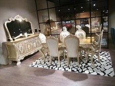 Klassisches Esszimmer Set Tisch mit 6 Stühlen Anrichte Komplett 8tlg.