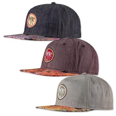 Djinns 6 Panel Snapback Cap Peacock Linen Reversible Flat Visor black Pfau Kappe