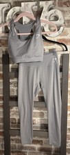 Gymshark Women  s SET-est size Small-Light Gray-Leggings  Sports Bra read Below