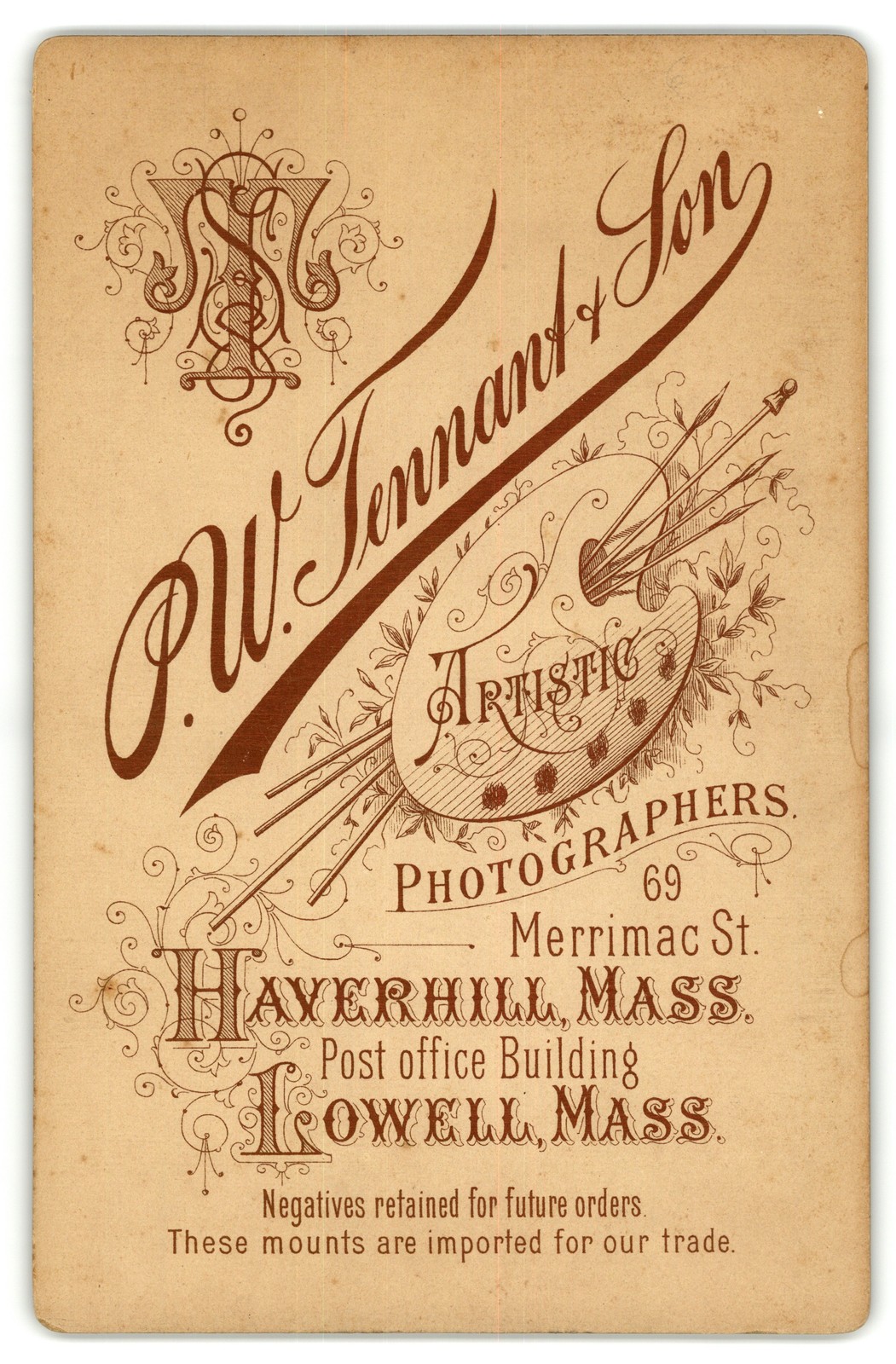 Cabinet Card Circa 1890s P.w. Tennant Young Woman Lace Collar Haverhill Mass.