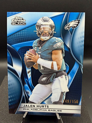 2025 Topps Chrome Black Jalen Hurts Blue Refractor #81 /150 Philadelphia Eagles