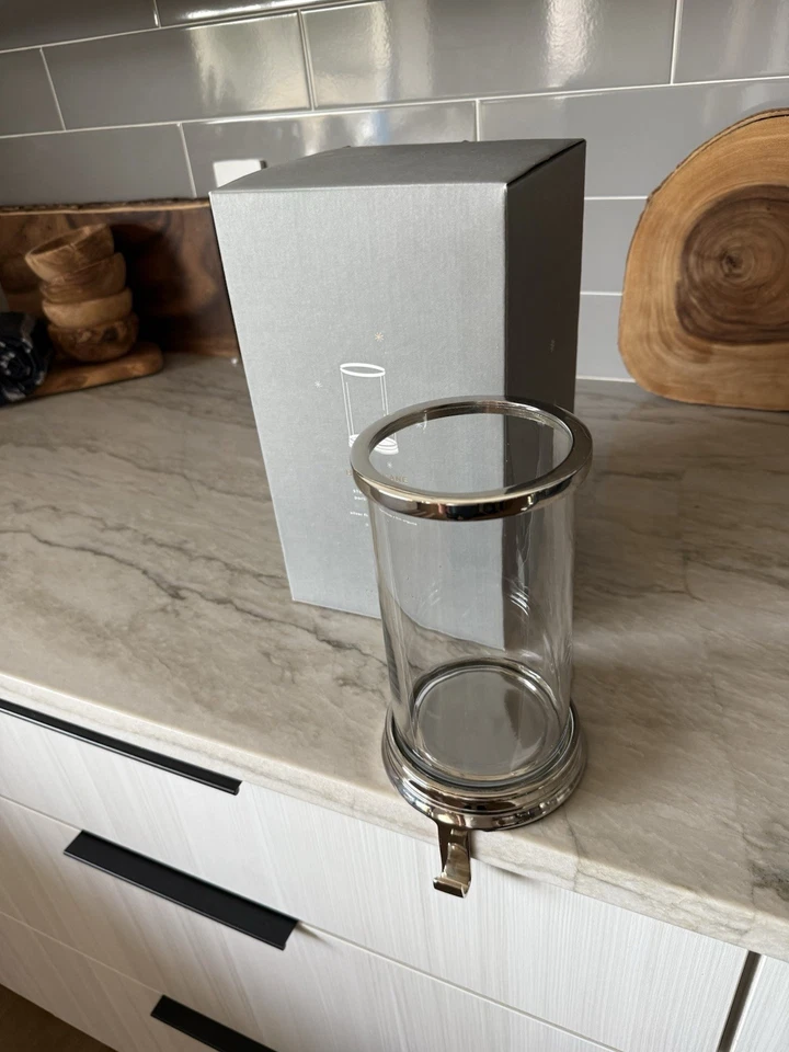 Medias votivas Pottery Barn acabado plateado huracán Navidad nuevas en caja Foto 3 de 4