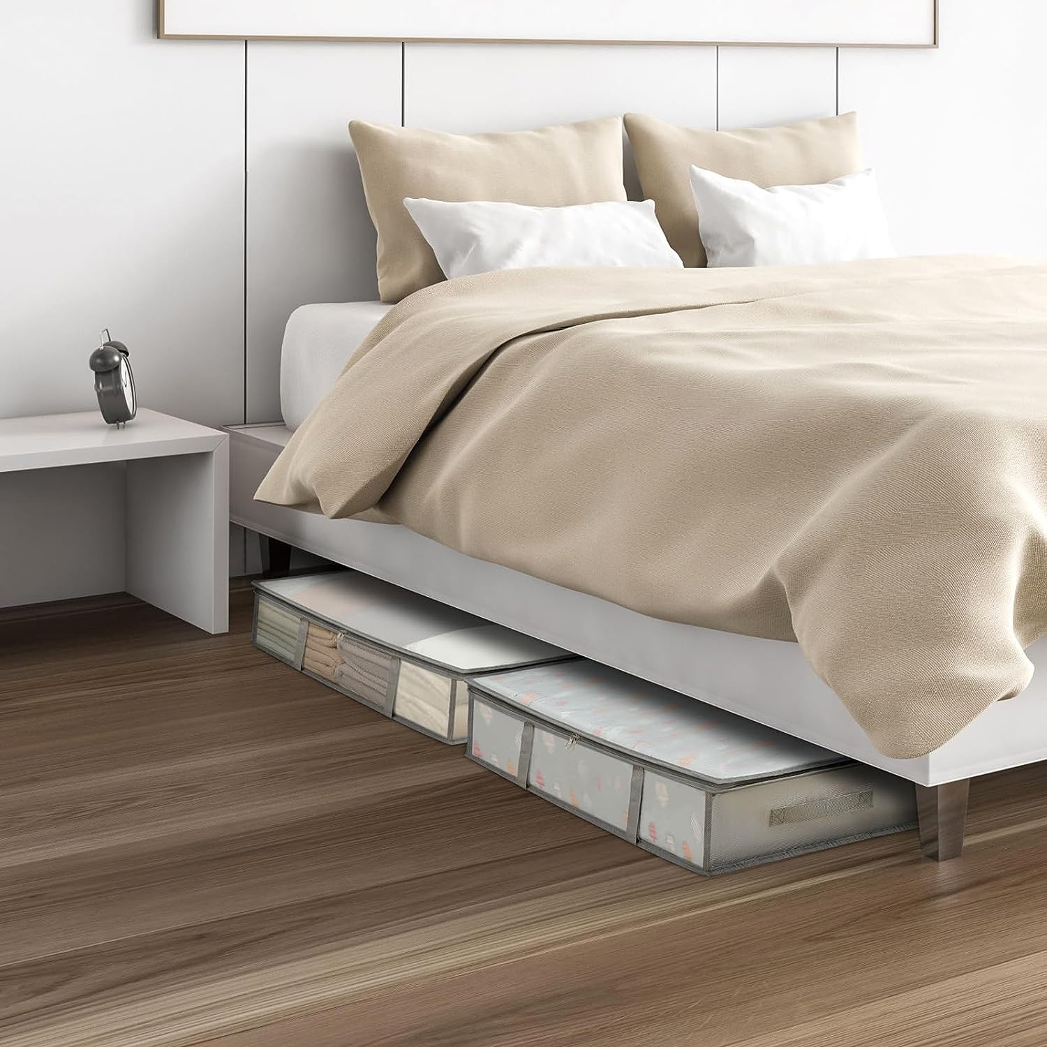 2 Pack under Bed Storage Containers Bins, Humid-Proof Plastic Underbed Storage B