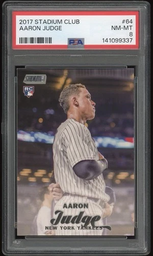 PSA 8 Aaron Judge 2017 Topps Stadium Club #64 Rookie RC