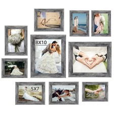 10 pack Picture Frame Set with Two 8x10,Four 5x7,Four 4x6, Rustic Collage Gal...