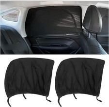 2PCS Breathable Rear Side Window Shades with Zipper, Universal Fit Size: Rear