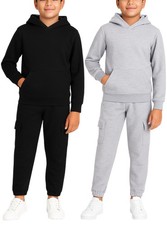 Boys Sweat Suit Set - 4 Piece Soft Fleece Pullover Hoodies and Athletic Cargo...