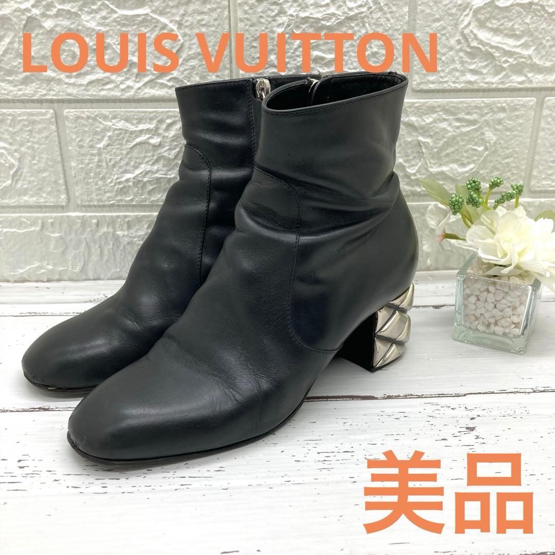 Louis Vuitton Short Boots Shoes EU 36.5 US 6.5 Leather Black Authentic