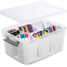 17 QT Plastic Storage Bins Clear Storage Box with Lids Multipurpose Stackable...
