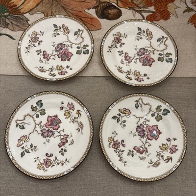 Vintage Wedgwood Swallow (4) Bread & Butter Plates, Yellow/Brown trim, nice cond