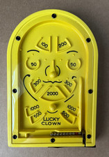 Vintage Lucky Clown Miniatur Pin Ball Spiel in Box Hero Mfg Co. Selten GELB.