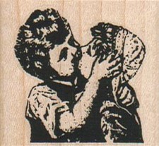 Kissing Couple 1 3/4 x 1 1/2" Mounted Rubber Stamp, Steampunk Stamp