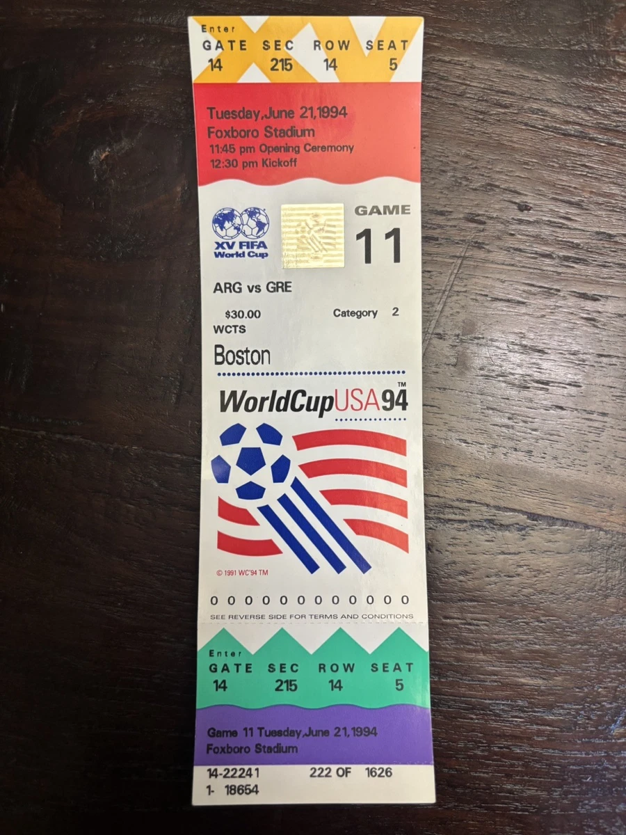 1/11 チケット 1994 USA FIFA WORLD CUP TICKET STUB UNITED STATES VS Switzerland
